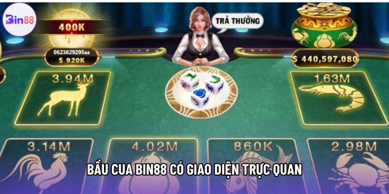 Bầu cua Bin88 có giao diện trực quan