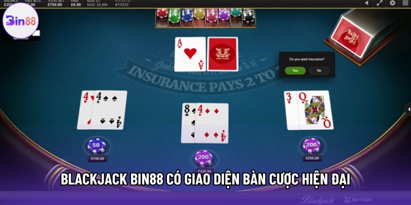 Blackjack Bin88 có giao diện bàn cược hiện đại