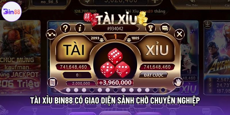 Tài xỉu Bin88 có giao diện sảnh chờ chuyên nghiệp
